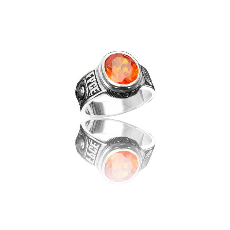 White gold college ring