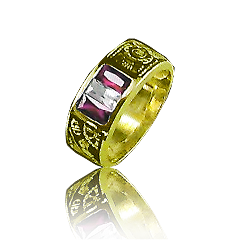Gold college course ring