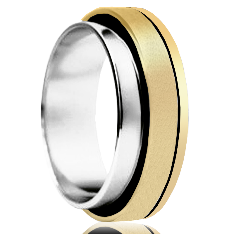 Aliança bicolor ouro