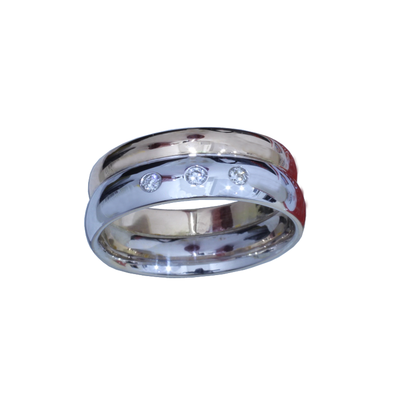 Aliança bicolor ouro