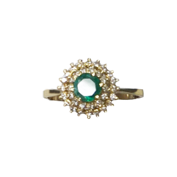 Anel ouro diamantes esmeralda